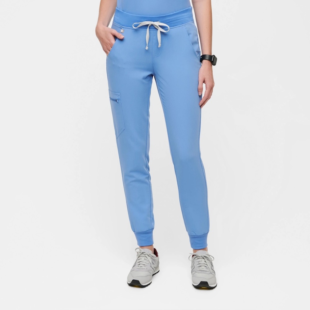 FIGS Zamora Jogger High Waisted Scrub Pants XL Ceil Blue Yoga Waist Stretch NWOT